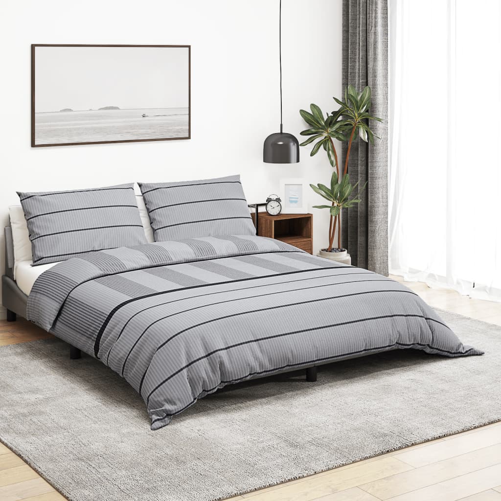 Duvet Cover Set Grey 135x200 cm Cotton