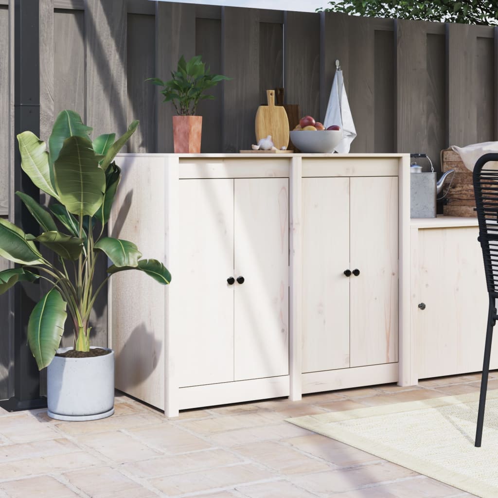 Outdoor Kitchen Doors 2 Pcs White 50x9x82cm Solid Wood Pine