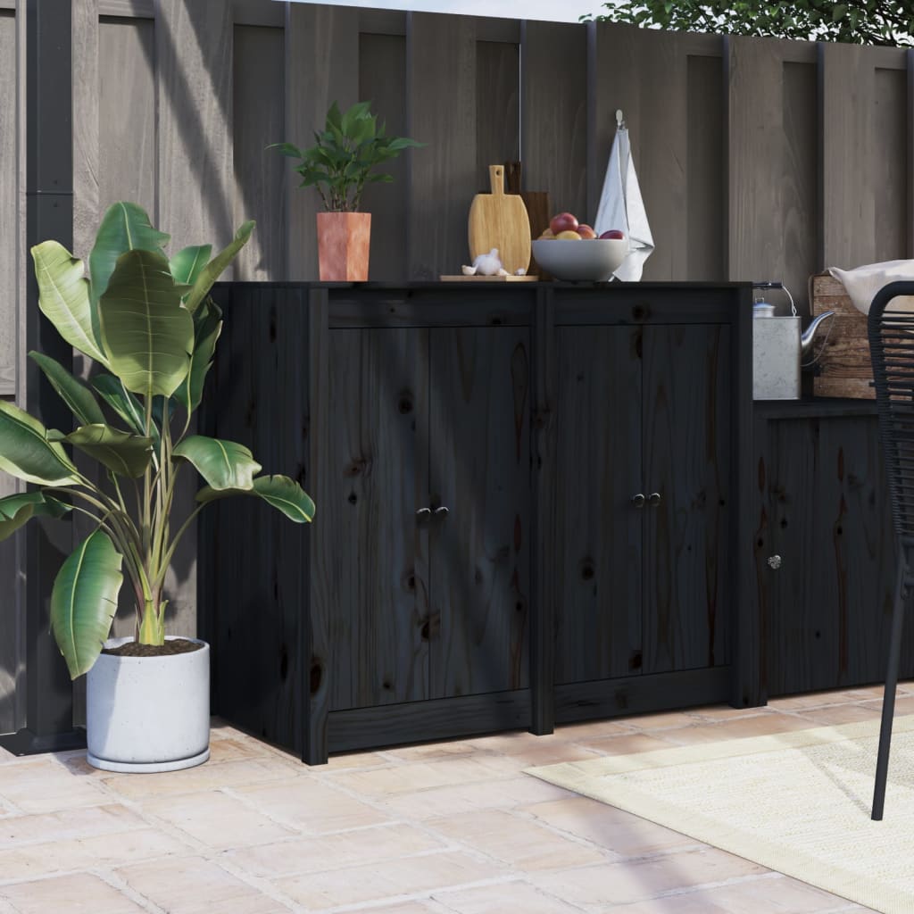 Outdoor Kitchen Doors 2 Pcs Black 50x9x82cm Solid Wood Pine