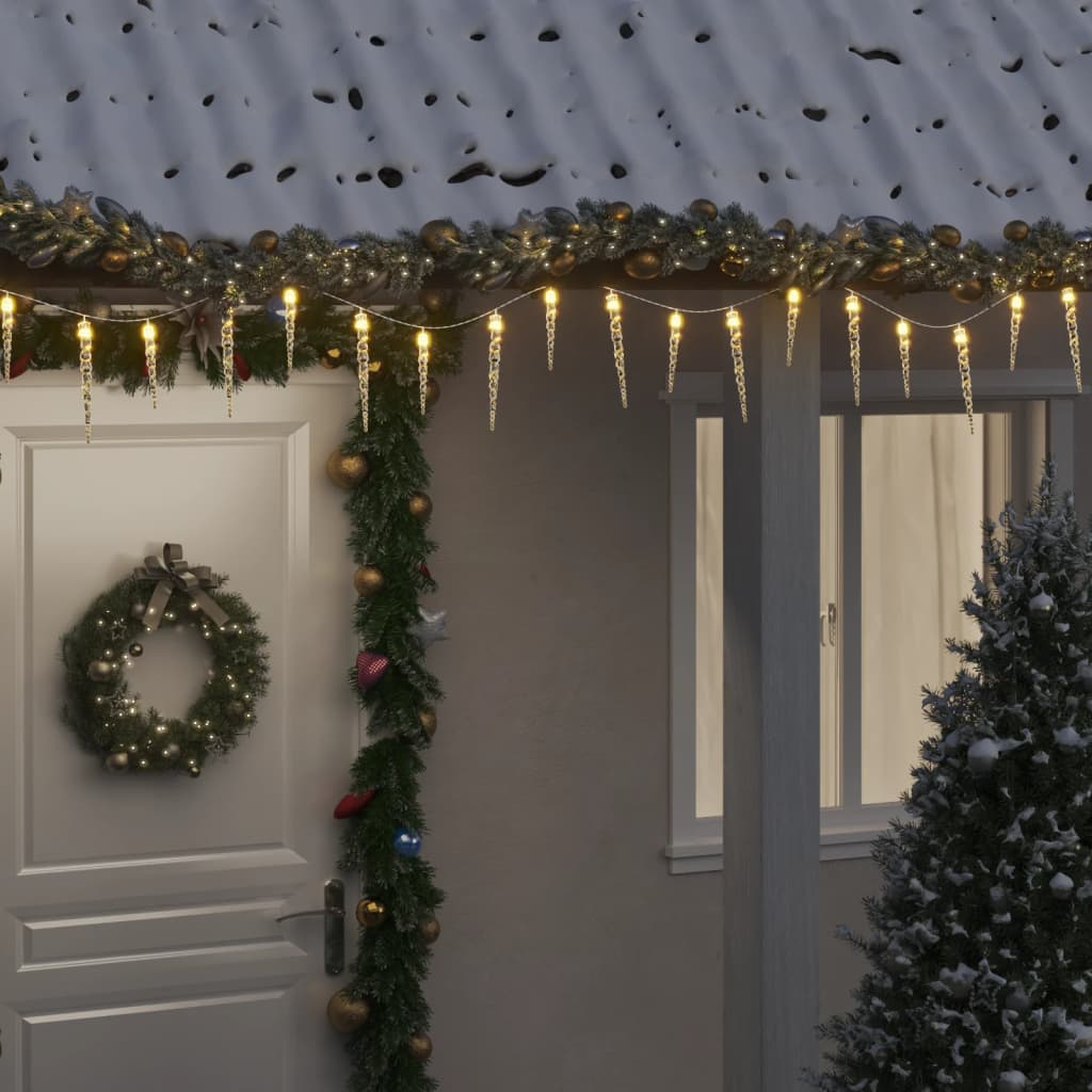 SNOVERI Christmas Icicle Light 100 LEDs Warm White 10 m Acrylic PVC