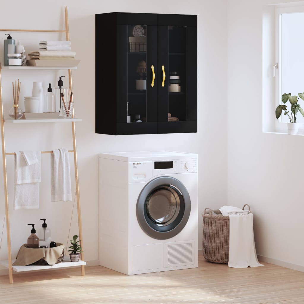 Wall Mounted Cabinet Black 69.5x34x90 cm