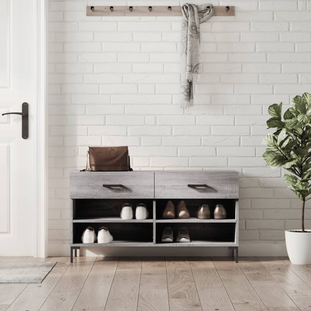 Shoe Bench Grey Sonoma 102x35x55 cm Engineered Wood