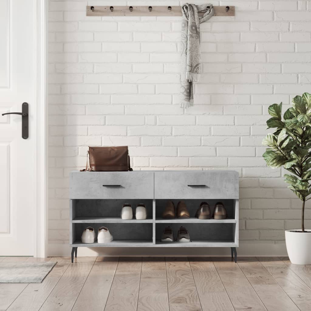 Shoe Bench Concrete Grey 102x35x55 cm Engineered Wood
