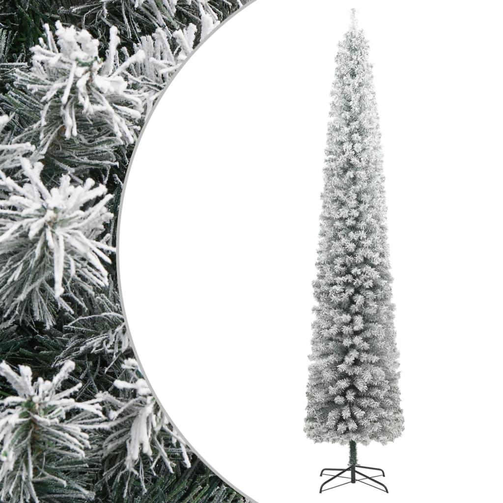 NIVRO Slim Christmas Tree with Stand and Flocked Snow 270 cm PVC