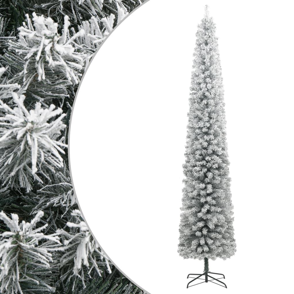 Lauxe Slim Christmas Tree with Stand and Flocked Snow 300cm PVC