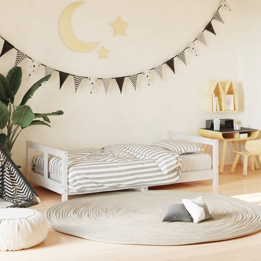 Kids Bed Frame White 80x160cm Solid Wood Pine
