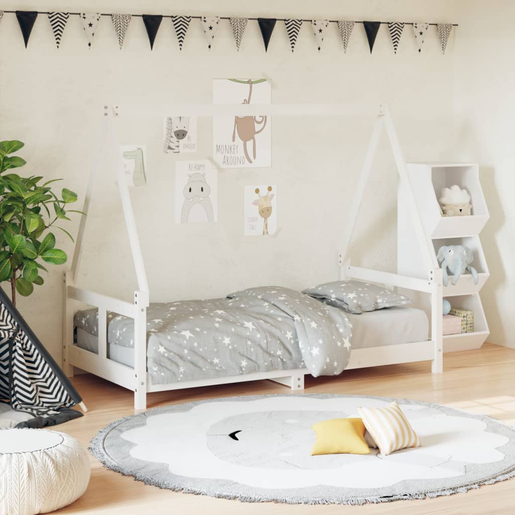 Kids Bed Frame White 80x160cm Solid Wood Pine