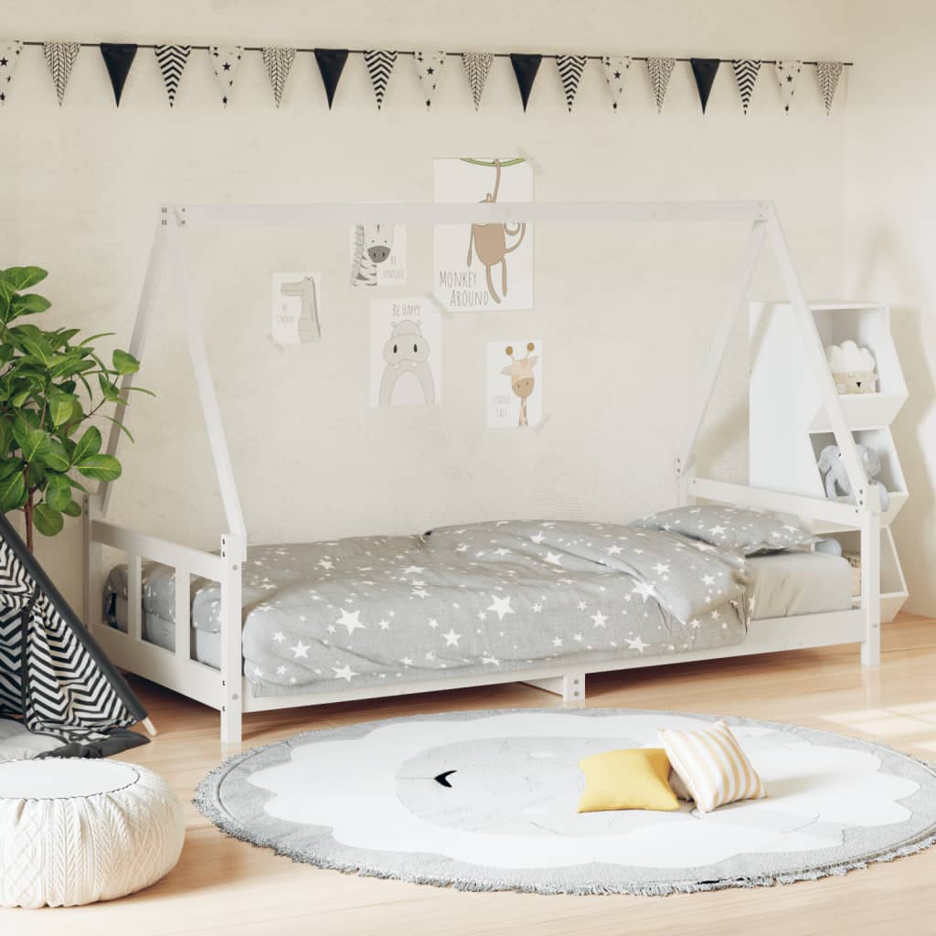 Kids Bed Frame White 90x190cm Solid Wood Pine