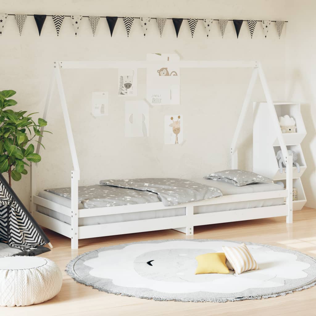 Kids Bed Frame White 80x200cm Solid Wood Pine