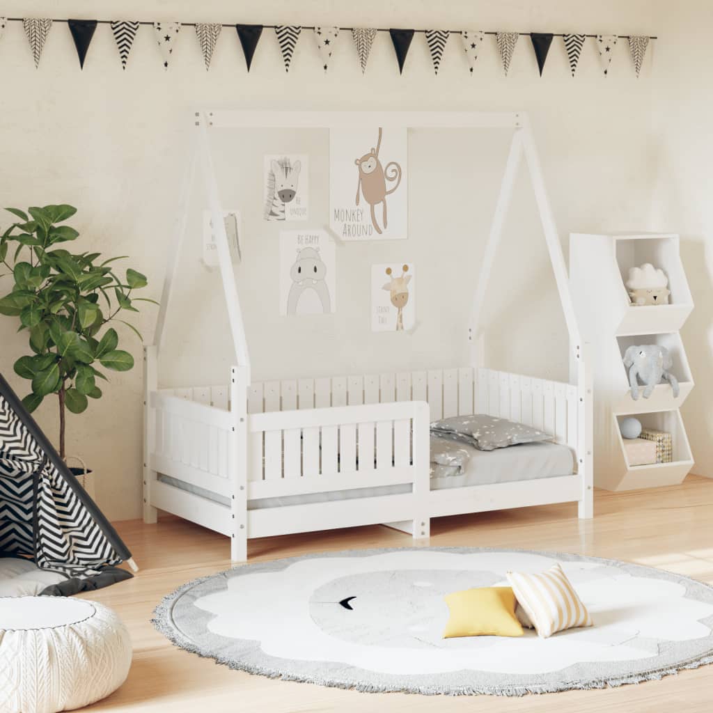 Kids Bed Frame White 70x140cm Solid Wood Pine