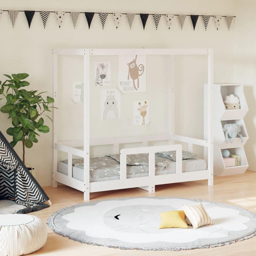 Kids Bed Frame White 70x140cm Solid Wood Pine