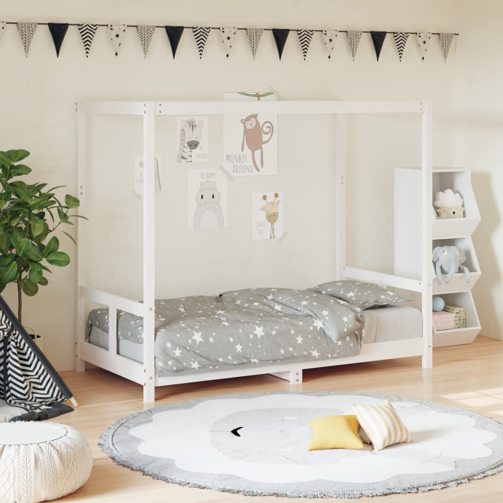 Kids Bed Frame White 80x160cm Solid Wood Pine