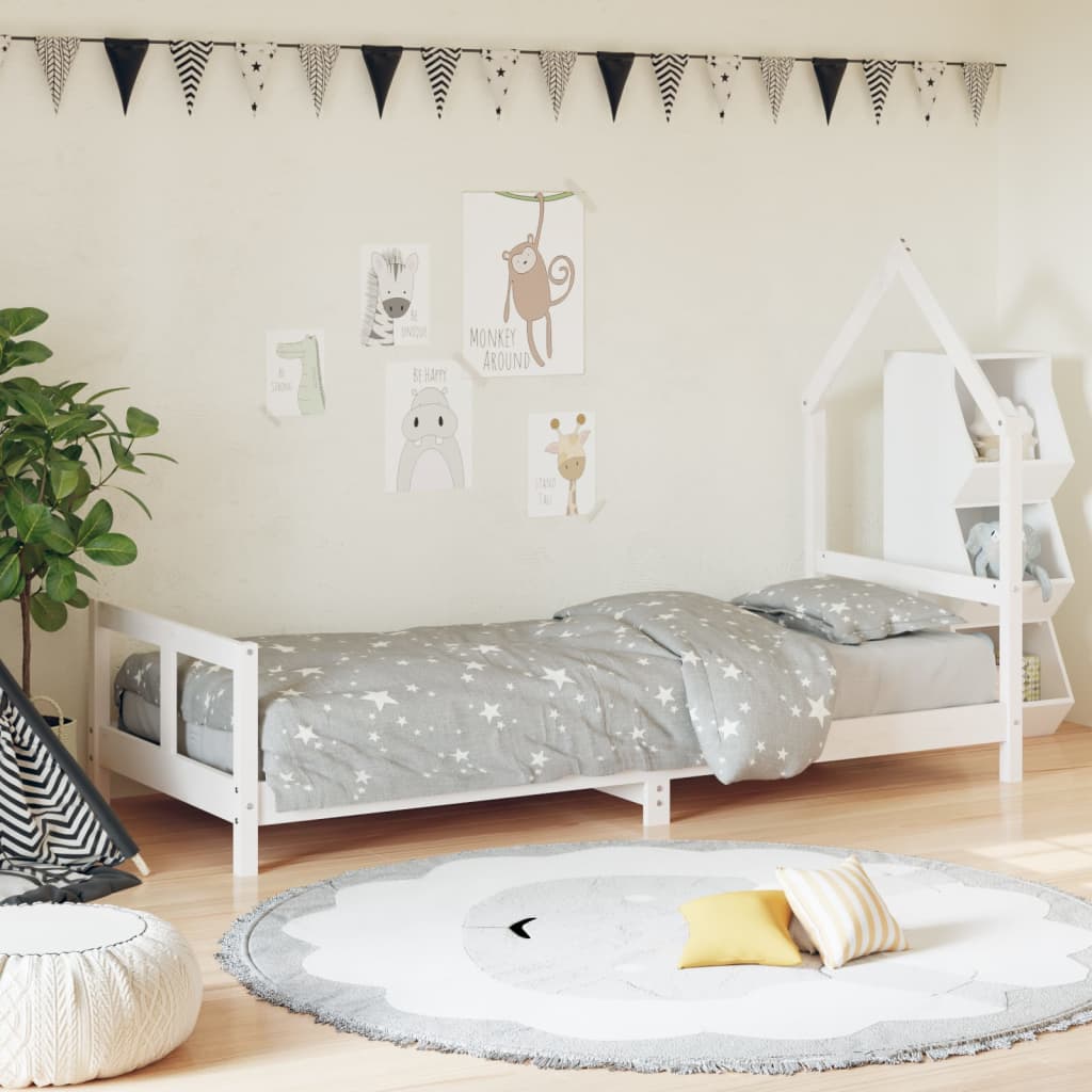 Kids Bed Frame White 80x200cm Solid Wood Pine