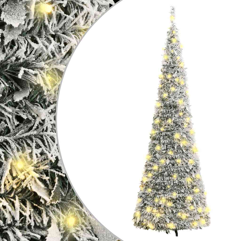 GLIMMERA Artificial Christmas Tree Pop-up Flocked Snow 100 LEDs 150 cm