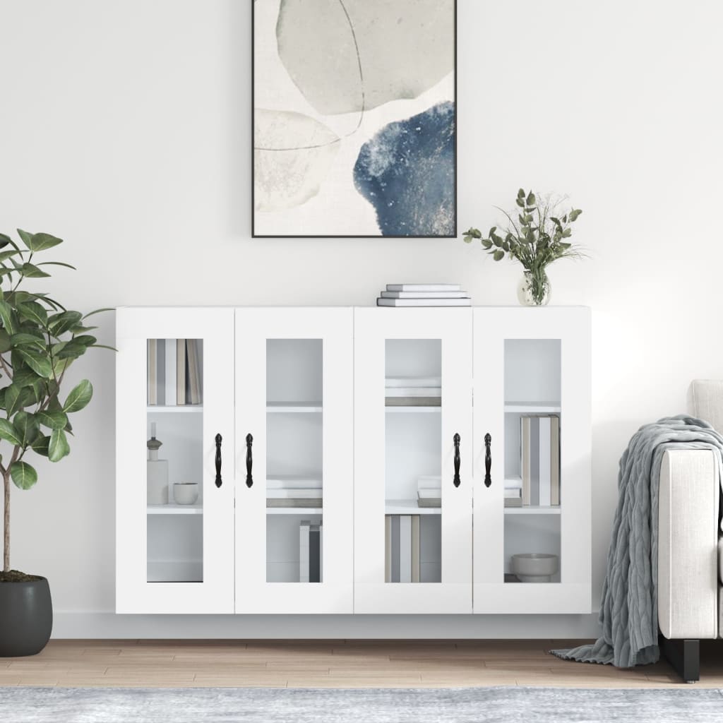 Wall Mounted Cabinets 2 Pieces White Engineered Wood