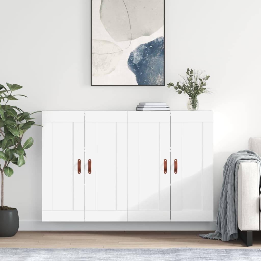 Wall Mounted Cabinets 2 Pieces White Engineered Wood