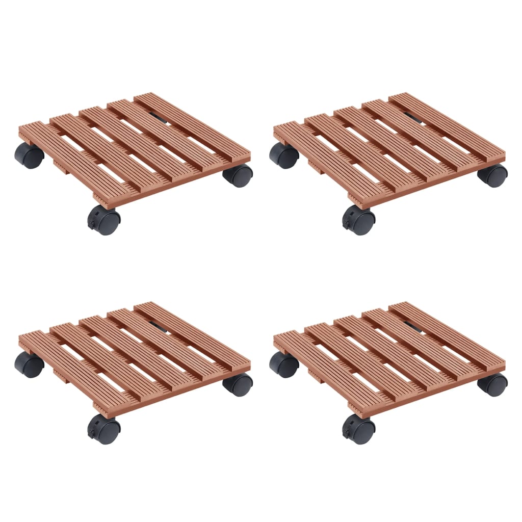 Plant Trolleys 4 pcs Brown 30x30x7,5 cm WPC