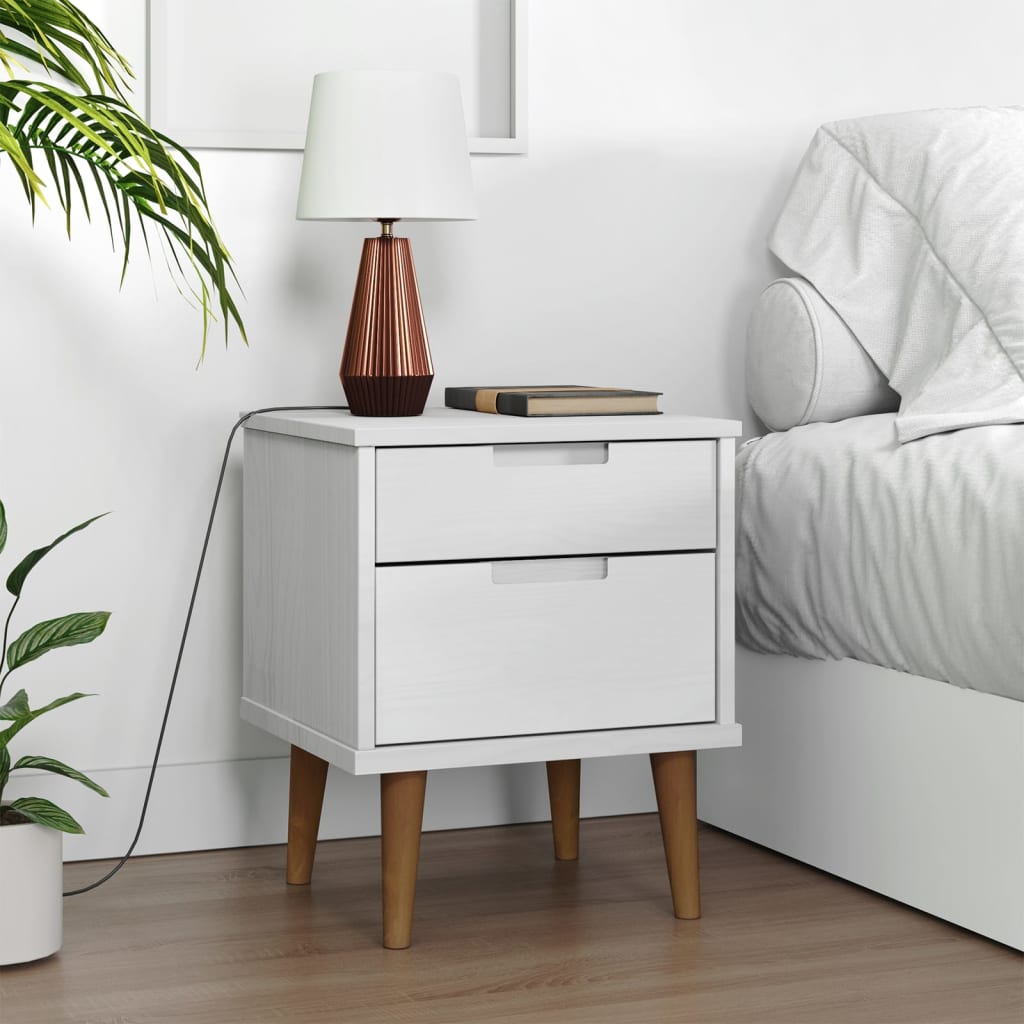 Bedside Table - RIVERS Nightstand White 40cm