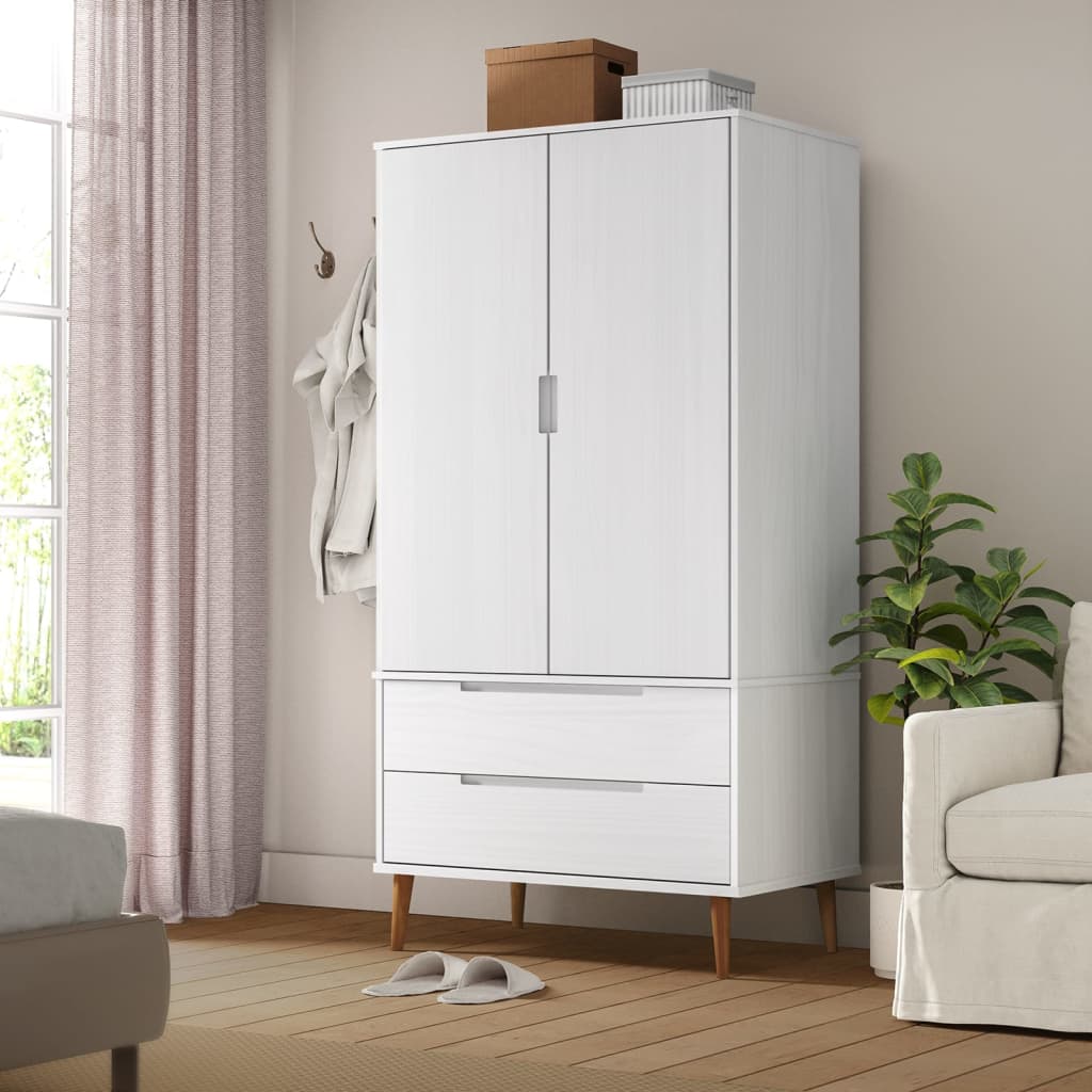 MORSON 2 Door Wardrobe with 2 Drawers White - 90cm