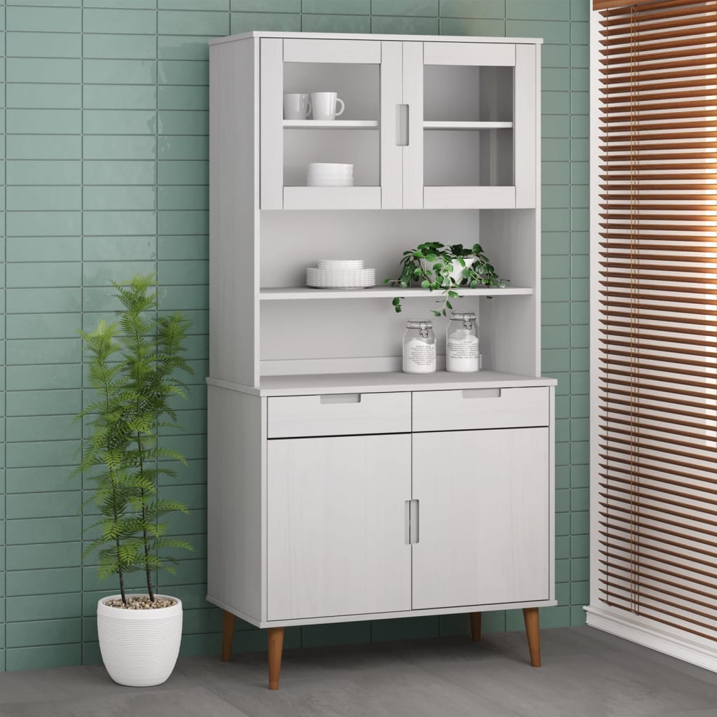 Top for Highboard MOLDE White 90x35x100 cm Solid Wood Pine