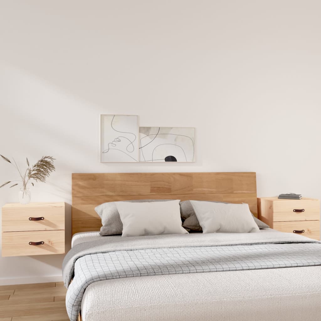 Bedside Table - BRADFORD 2 Piece Nightstand Natural 50cm