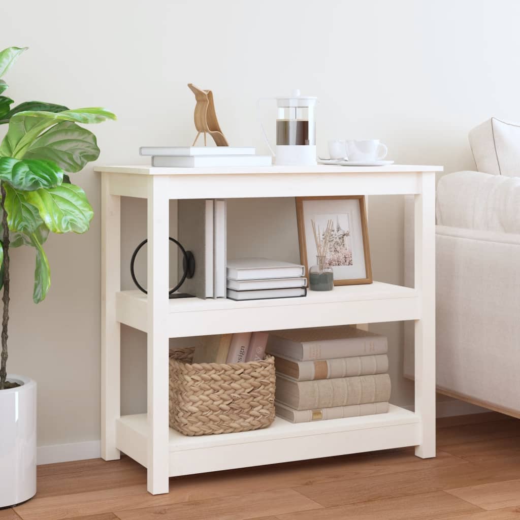 Console Table White 80x40x74cm Solid Wood Pine
