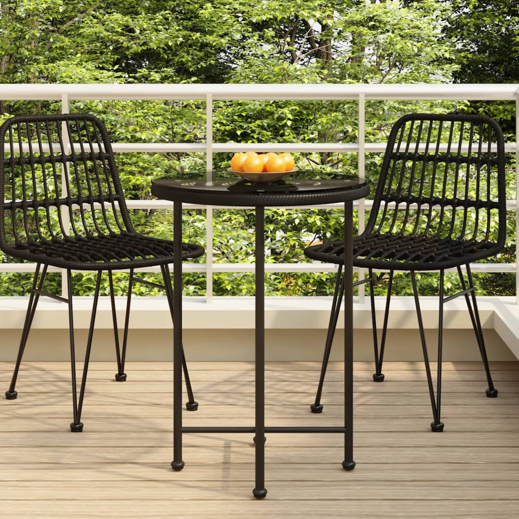 Dining Table Black Ã ̃55 cmÂ Tempered Glass and Steel