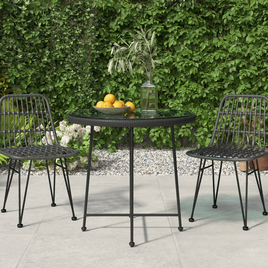 Dining Table Black Ã ̃80 cmÂ Tempered Glass and Steel