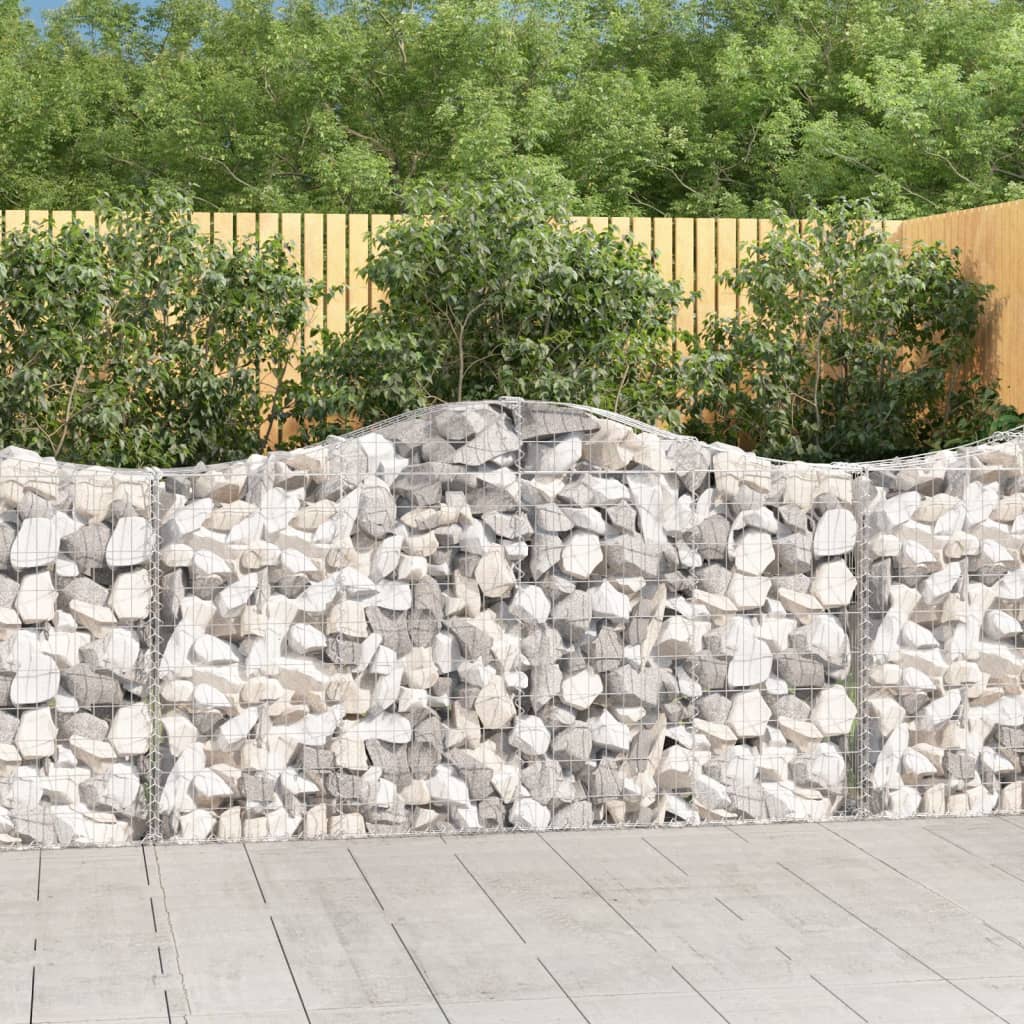 Arched Gabion Baskets 14 Pieces 200x30x100/120 cm Galvanised Iron