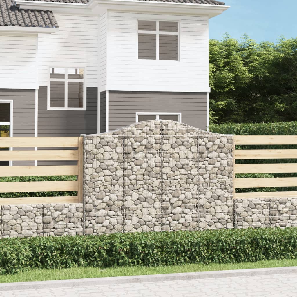 Arched Gabion Baskets 4 Pieces 200x30x160/180 cm Galvanised Iron