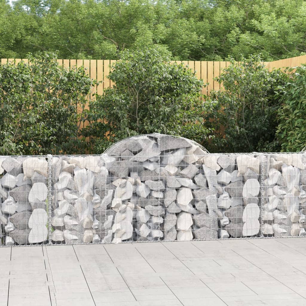 Arched Gabion Baskets 15 Pieces 200x30x80/100 cm Galvanised Iron
