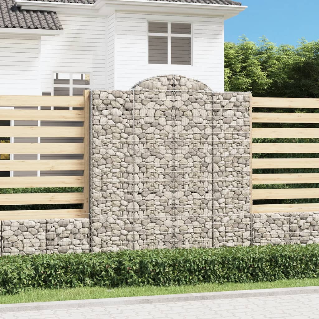 Arched Gabion Baskets 9 Pieces 200x50x220/240 cm Galvanised Iron