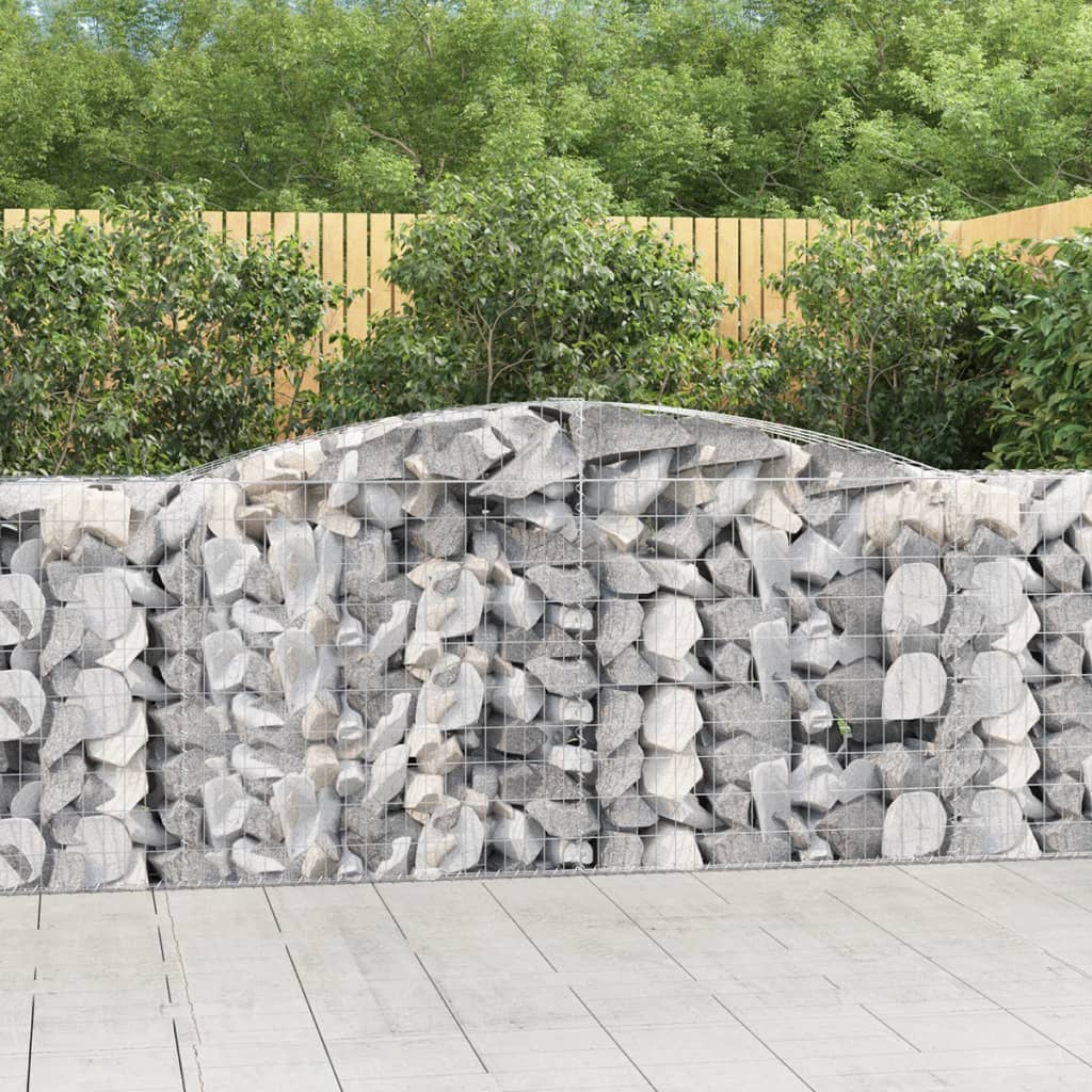 Arched Gabion Baskets 7 Pieces 400x50x100/120 cm Galvanised Iron