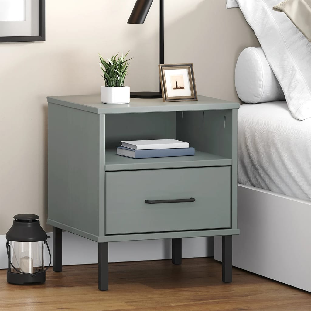 Bedside Table - Edith Rio Nightstand Grey 40cm