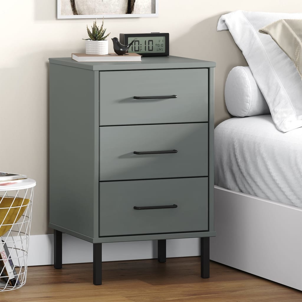 Bedside Table - Edith Dex Nightstand Grey 40cm