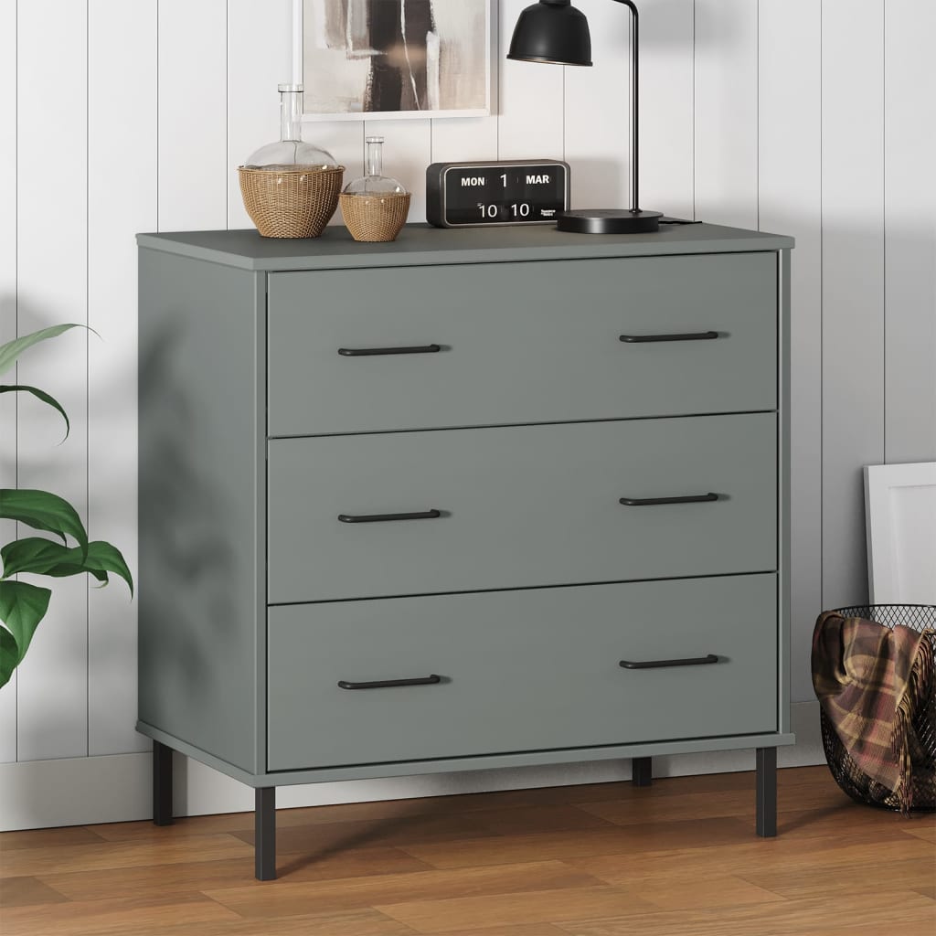 REFLECT Grey Chest of Drawers - Medium-sized, 3 Drawers