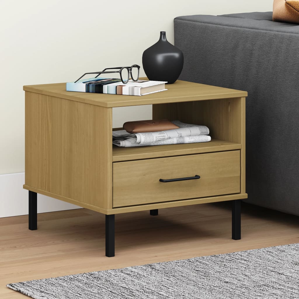 Bedside Table - Felic Nightstand Brown 50cm