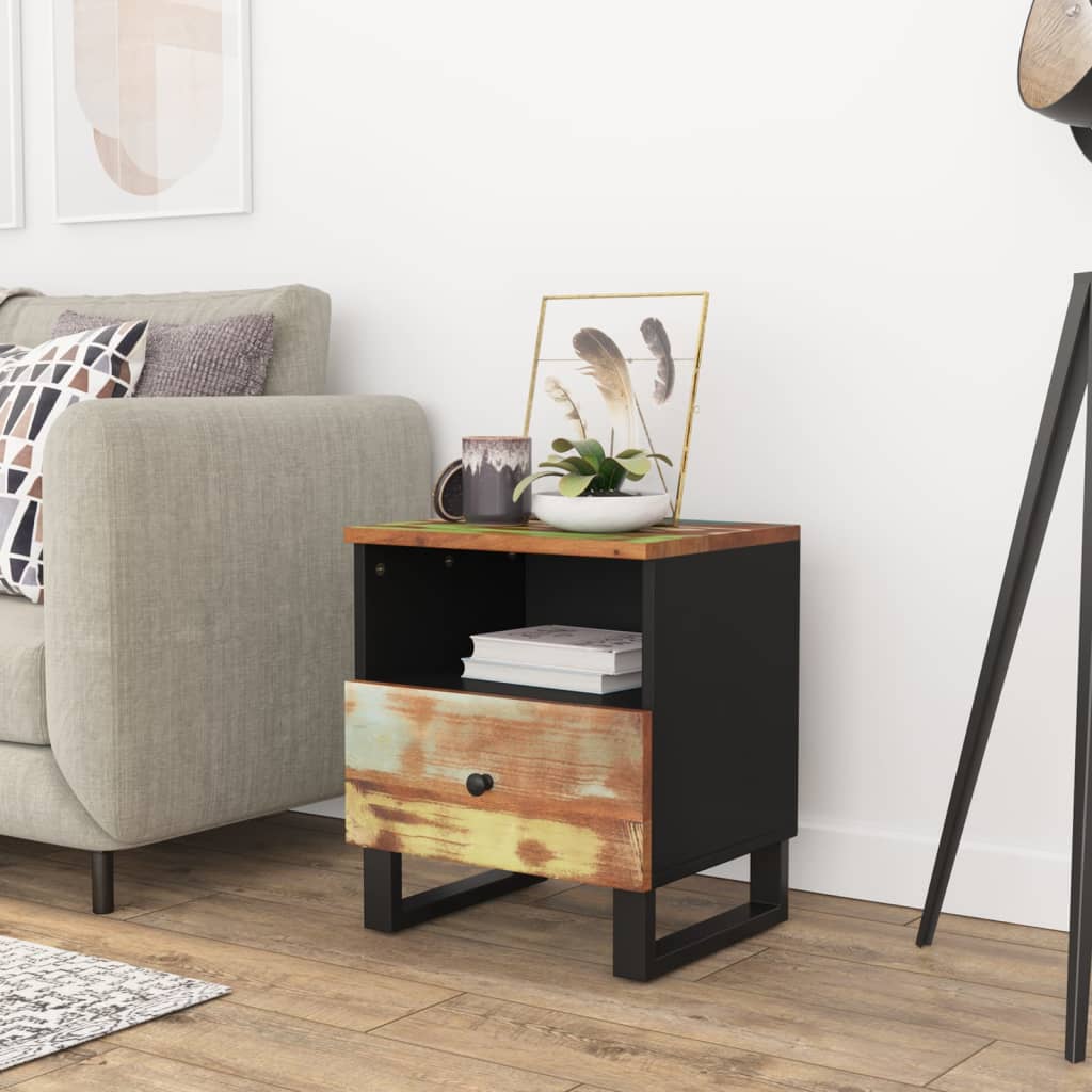 Bedside Table - CLARA Nightstand Mixed Finish 40cm