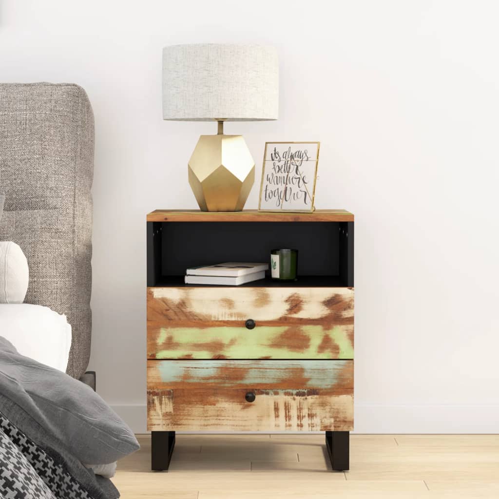 Bedside Table - BUTLER Jax Nightstand Black and Brown 50cm