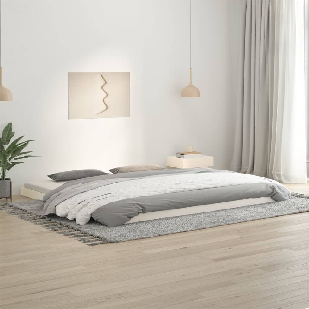 Bed Frame White 200x200 cm Solid Wood Pine