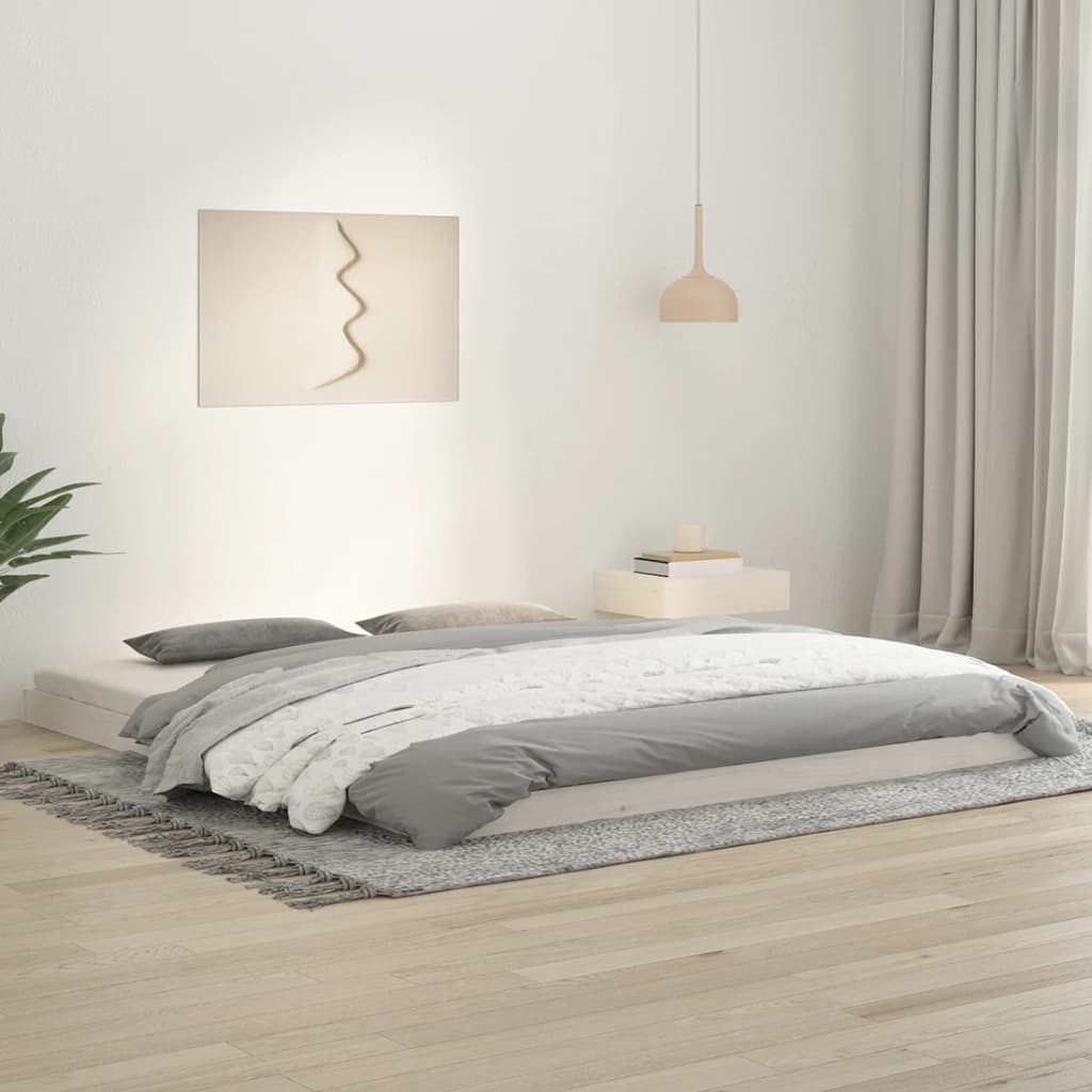 Bed Frame White 180x200 cm Super King Size Solid Wood Pine