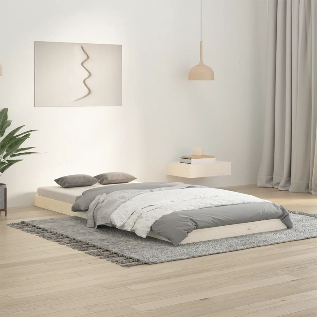 Bed Frame White 90x200 cm Solid Wood Pine
