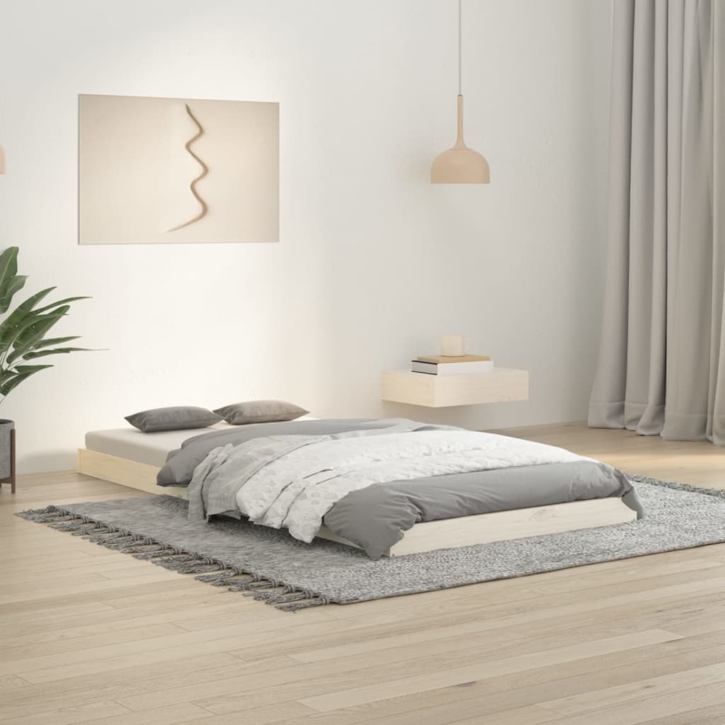 Bed Frame White 90x190 cm Single Solid Wood Pine