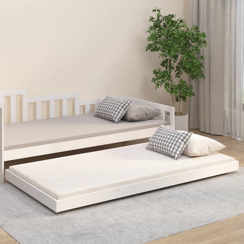 Bed Frame White 100x200 cm Solid Wood Pine