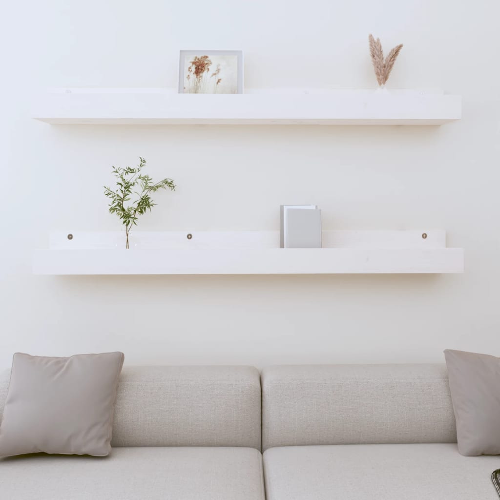 Wall Shelves 2 Pieces White 110x12x9 cm Solid Wood Pine