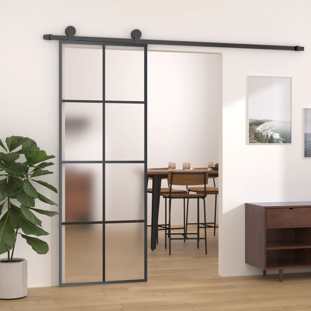 Sliding Door with Hardware Set 76x205cm ESG Glass and Aluminium