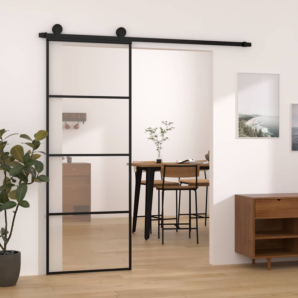 Sliding Door with Hardware Set 76x205cm ESG Glass and Aluminium