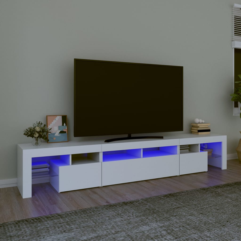 TV Cabinet with LED Lights White 230x36.5x40cm