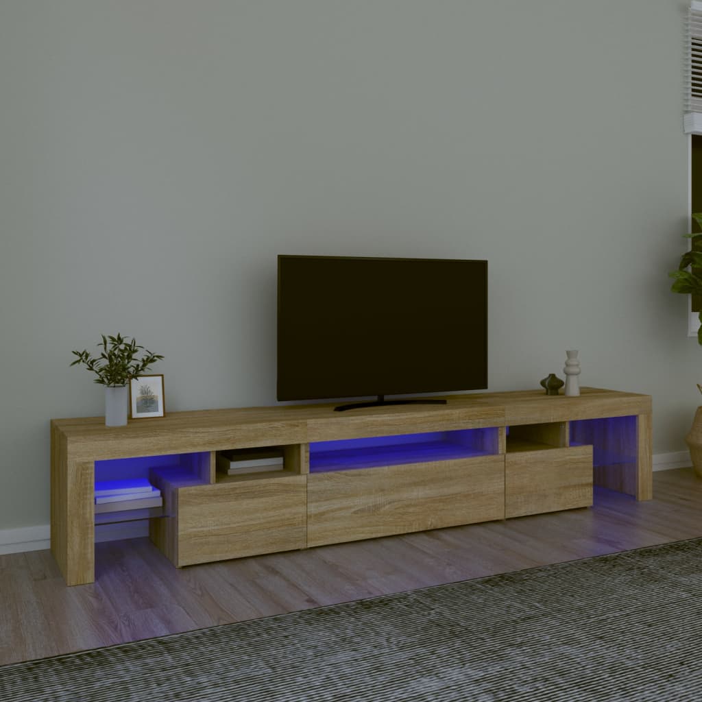 TV Cabinet with LED Lights Sonoma Oak 215x36.5x40cm