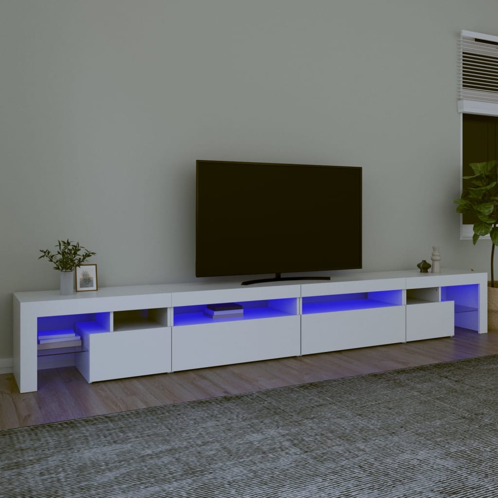 TV Cabinet with LED Lights White 290x36.5x40cm